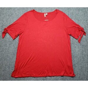 C Est 1946 Blouse Womens L Southsummer Chinese Red Round Neck Short Sleeve New